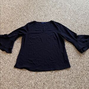 Navy Bell Sleeve Blouse